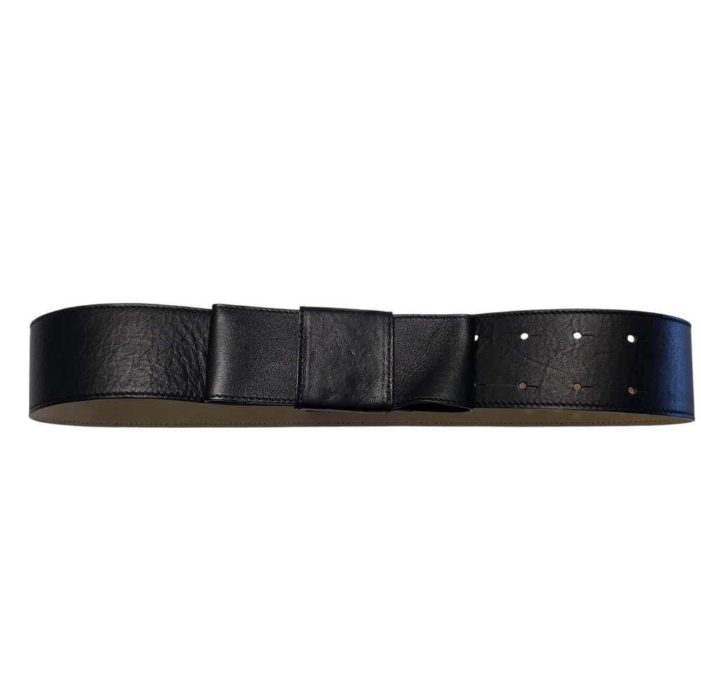 Kate Spade Black Leather Belt Wide Bow Small Vintage Accessories Made In Italy